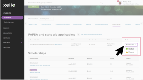 Educator account with a student profile open to the Financial aid tab. The cursor has opened the Select status dropdown to choose between Verified or Flagged.